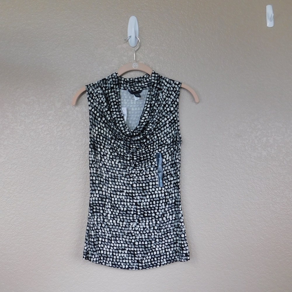 NWT Banana Republic Black/Cream Cowl Neck Top